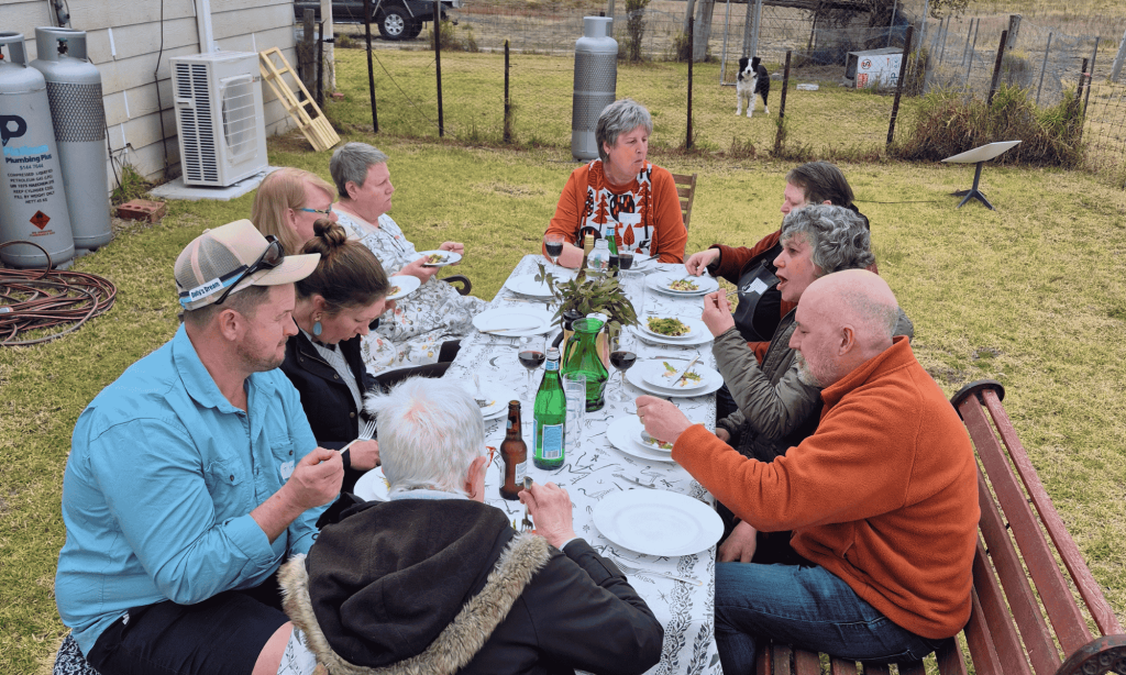 Group of people dining outside