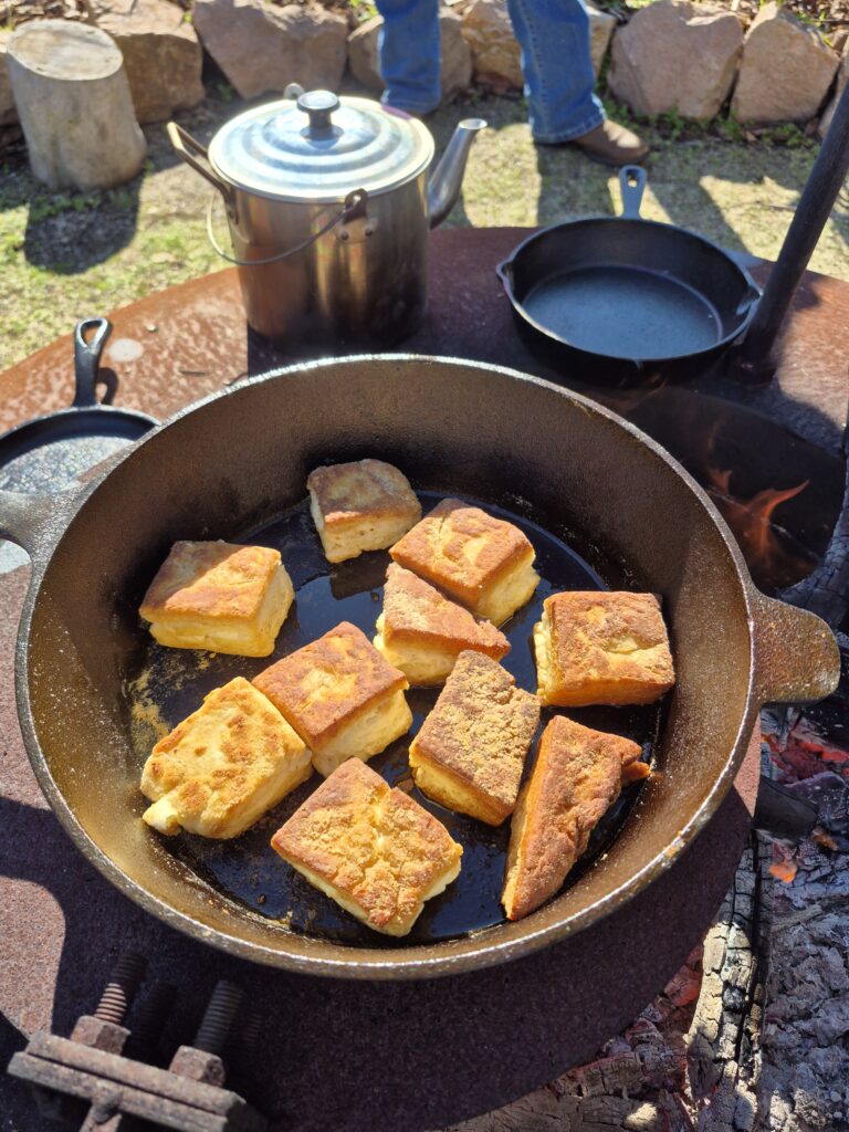 Puftaloons cooked on the open fire